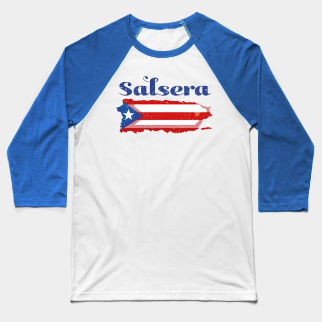 Salsera - Boricua - Bandera de Puerto Rico - blue design Baseball T-Shirt by verde